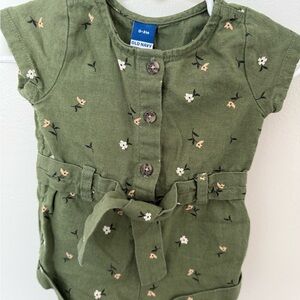 Old Navy Green Floral Baby Romper